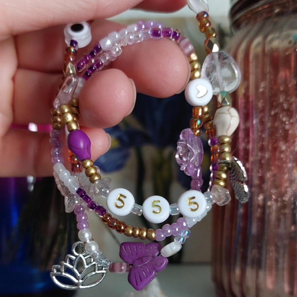 Handmade 🦋555🦋 angel number bracelet set